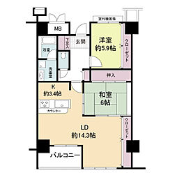 エル・セレーノ九条 2LDKの間取図画像