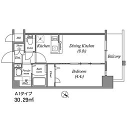 エスリード中之島クロスゲート 1DKの間取図画像