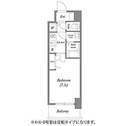 プランドール北浜 1Kの間取図画像