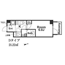 エスリード難波ステーションゲートノーステラス 1Kの間取図画像