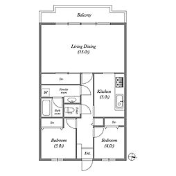 市川東レジデンス 2LDKの間取図画像