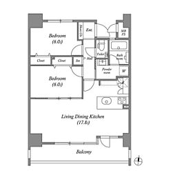 CHAYAGASAKARISE 2LDKの間取図画像
