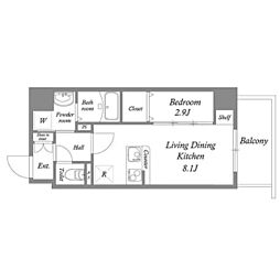MODERNPALAZZO江坂AXIA 1LDKの間取図画像