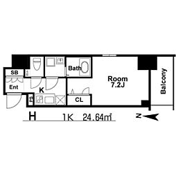 エスリード本町レジデンス 1Kの間取図画像