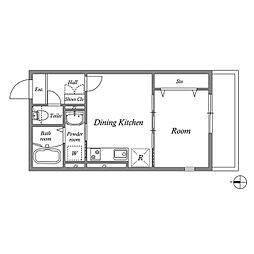 サクラレジデンス巽 1DKの間取図画像