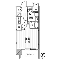 アスリート江坂2 1Kの間取図画像