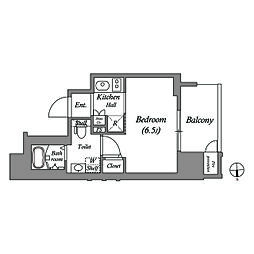 WORLDEYE大阪城EASTADVANCE 1Kの間取図画像