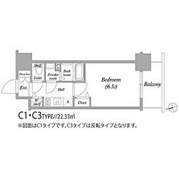 アドバンス大阪バレンシア 1Kの間取図画像