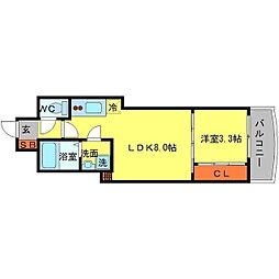 セレニテ谷町クロワ 1LDKの間取図画像