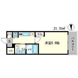 エスリード江坂江の木町 1Kの間取図画像