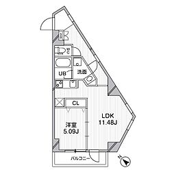 ルクレ西馬込 1LDKの間取図画像