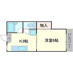 ナオミハイツ3 1Kの間取図画像