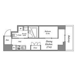 エスタート新宿 1DKの間取図画像