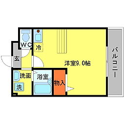 ビオトープ小曽根 ワンルームの間取図画像