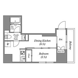 Estart入谷1 1DKの間取図画像