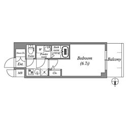 MAXIVCROS江坂 1Kの間取図画像