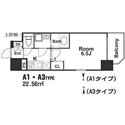 エスリード新福島 1Kの間取図画像