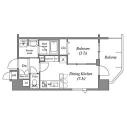 HF西新宿レジデンスWEST 1DKの間取図画像