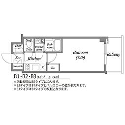 エスリード大阪クレストコート 1Kの間取図画像
