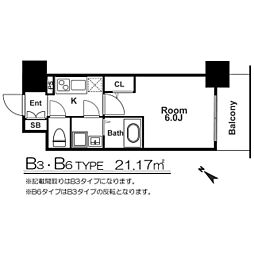 エスリード福島グレイス 1Kの間取図画像