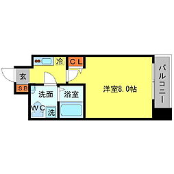 セレニテ北浜 1Kの間取図画像