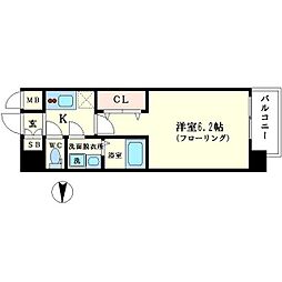 エスリード大阪シティグランツ 1Kの間取図画像
