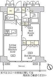 リーフシティ市川ザ・レジデンス 2LDKの間取図画像