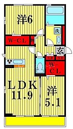 ロイヤルクレスト六号館 2LDKの間取図画像