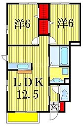パイン3 2LDKの間取図画像