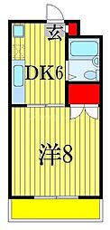 あけぼのS・Sビル 1DKの間取図画像