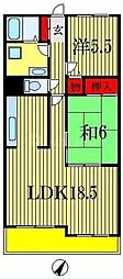 ヴィラ・稲毛 2LDKの間取図画像