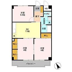 プルミエール西船 3DKの間取図画像