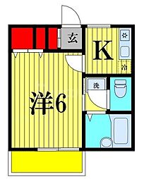 レクエール 1Kの間取図画像