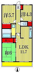 東急ドエルアルス西船橋 3LDKの間取図画像