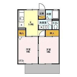 ポルク3 2Kの間取図画像