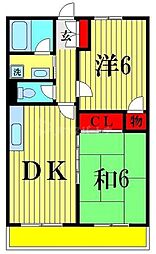 ミキレジデンス 2DKの間取図画像