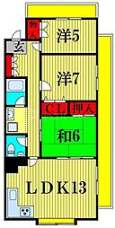 エリントンヒル国府台 3DKの間取図画像