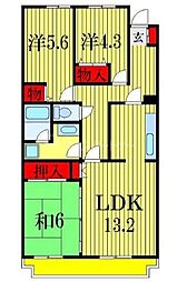 船橋夏見レジデンス 3LDKの間取図画像