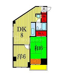 ラフィーヌ南八幡 2DKの間取図画像