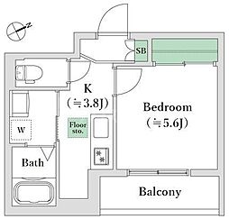 グランエヌ 1Kの間取図画像