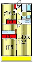 グランピリエ 2LDKの間取図画像