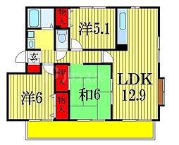 レシオ上山 3LDKの間取図画像