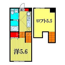 chalet　東中山 2階1Kの間取り