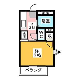 JR吉備線 備前三門駅 徒歩23分の賃貸アパート 2階1Kの間取り