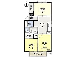 リベルテひらたC 3DKの間取図画像