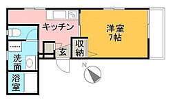 ビュー倉敷 1Kの間取図画像