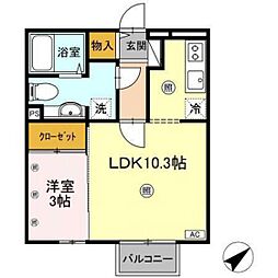ファーストヒルズ 2階1LDKの間取り