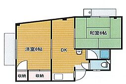 岡山電気軌道清輝橋線 東中央町駅 5.6kmの賃貸アパート 3階2DKの間取り