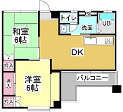 レジデンス下中野B 2DKの間取図画像