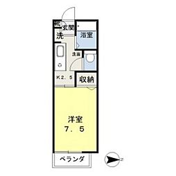 ラフォーレ津高 1Kの間取図画像